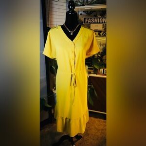 Chic Midi Mustard Colorful Dress